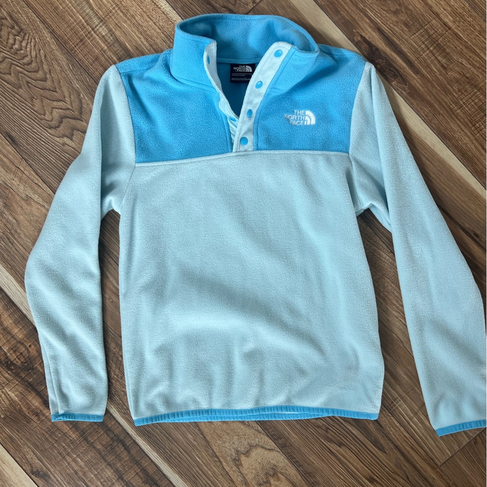 Youth The North Face Light Blue Snap-Placket Fleece Pullover
